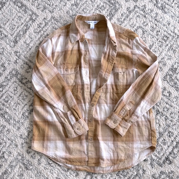 Cream Plaid Button Down - Picture 1 of 3